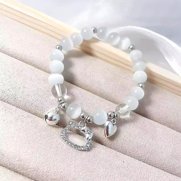 Sanrio Jewelry - Brand New, Beaded, Hello Kitty Bracelet with Heart & Bells Charm by Sanrio
